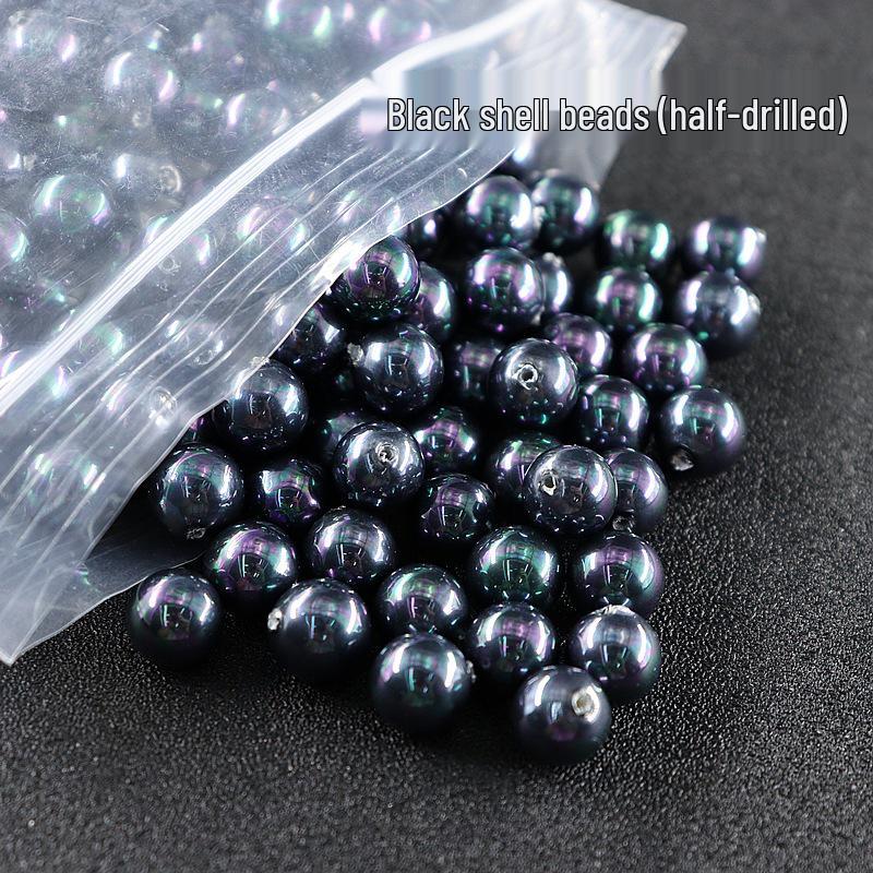 Half-drilled Round Shell Pearl Beads for DIY Jewelry: Earrings, Ornaments, Rings, Semi-finished Products, Buttons