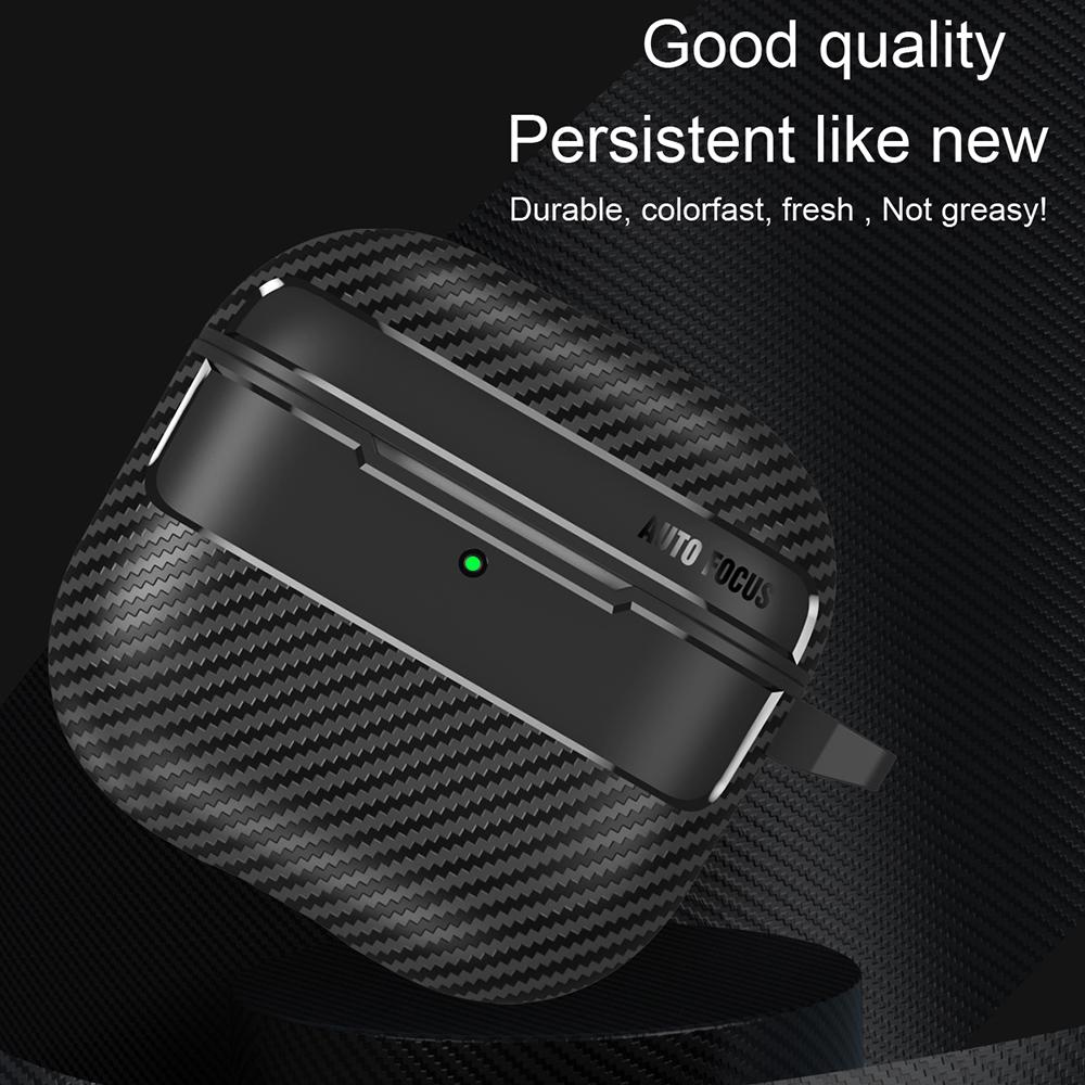 KEYSION Ütésálló tok AirPods 4-hez szénszálas textúra puha TPU szilikon Bluetooth fülhallgató fedél AirPods 4th-hez