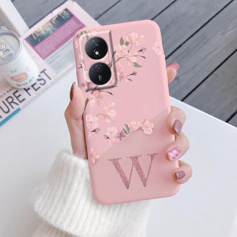 Letter Flower Phone Case For Honor X7b 4G 5G Shockproof TPU Bumper Soft Silicone Cover For HonorX7B Shell HonorX7 B X 7B Fundas