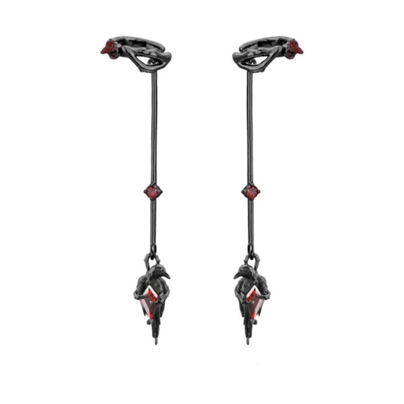 

Готический кафф на ухо без пирсинга в виде животного для мужчин и женщин, крючок для уха с подвеской с деталями в виде розы, сплав, темные украшения