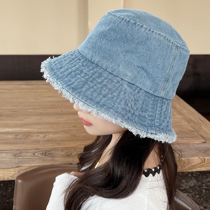 Yiran Dayang Hat Women's Frayed Edge Wide Brim Bucket Hat For Men Breathable Sun Protection For Summer Bucket Hat Outdoor Travel 56-58Cm