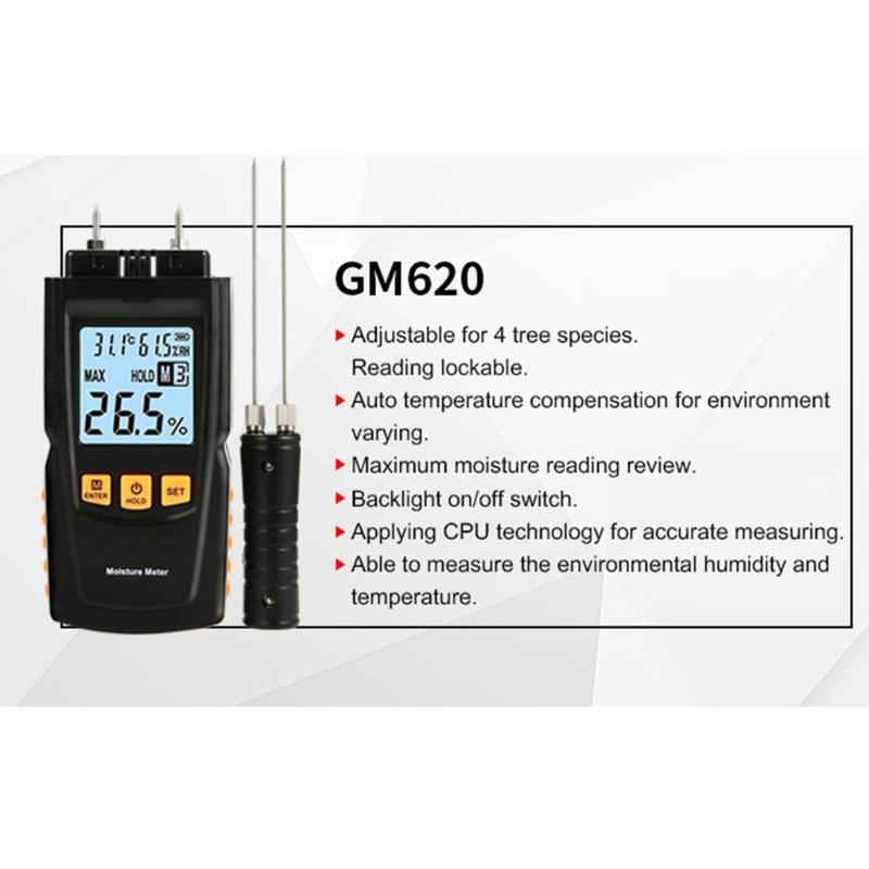Digital Moisture Tester with Backlit LCD Screen and Auto Shutdown Function for Accurate Humidness Measurement in Wood and Textiles