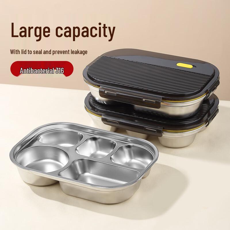 316 Stainless Steel 5-Compartment Divided Lunch Box
