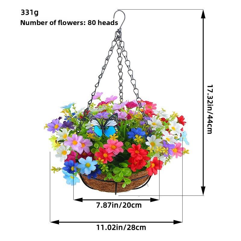 Heimdekoration Künstliche Blume Hängekorb mit Schmetterlingsdesign für Wohnzimmer und Garten