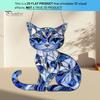 Cat Acrylic Sun Catcher Window Hanging Ornament Blue Cat Sun Catcher with Chain Wall Art Decor Gift for Friends And Family