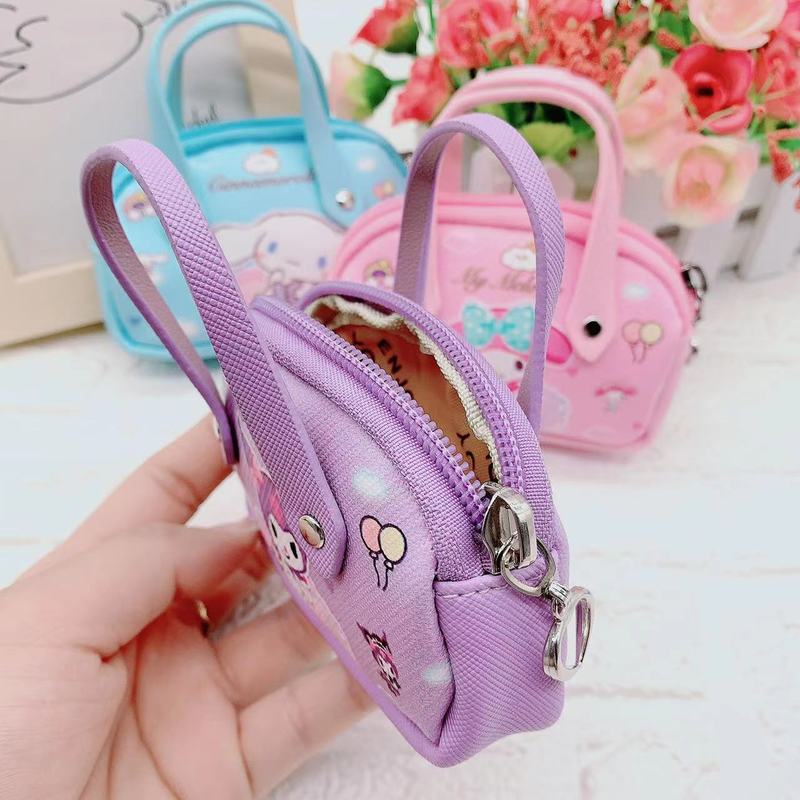 Anime New Cute Kawaii My Melody Kuromi Cinnamoroll Kids Cartoon Pu Coin Wallet Cute Mini Handbag Cute Storage Bag