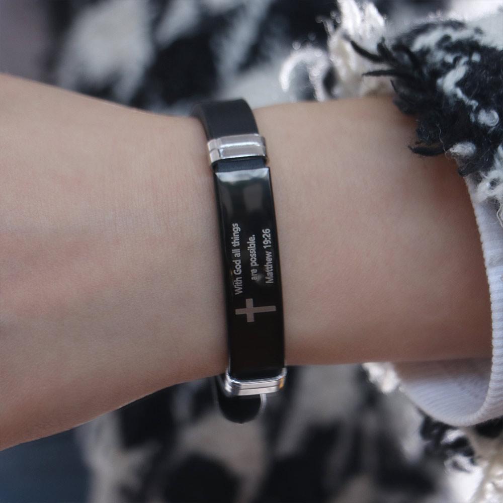 ID Wristband Family Friendship Bracelet Silicone Material Bible Verse Bracelet  Religious Gifts