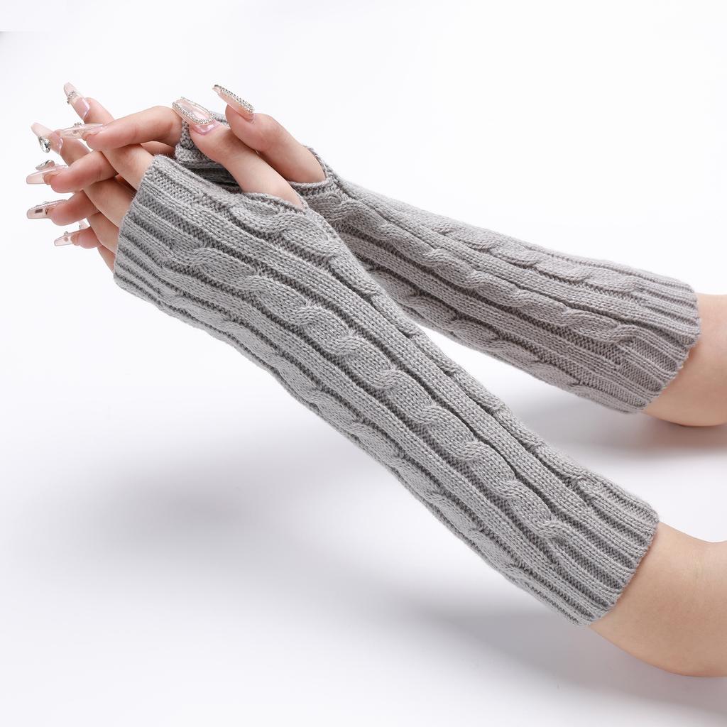 New Jacquard Knitted Woolen Sleeves for Men and Women in Autumn and Winter Fashionable and Warm with Exposed Fingers