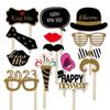 2023 Happy New Year Paper Photo Booth Props Frame Glasses Set Merry Christmas Decorations For Home Ornaments Xmas Party Supplies
