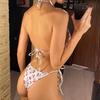 Cherry Printed Halter Strappy Bikini Female Swimsuit Women Swimwear Two-pieces Bikini Set Bather Bathing Suit Swim