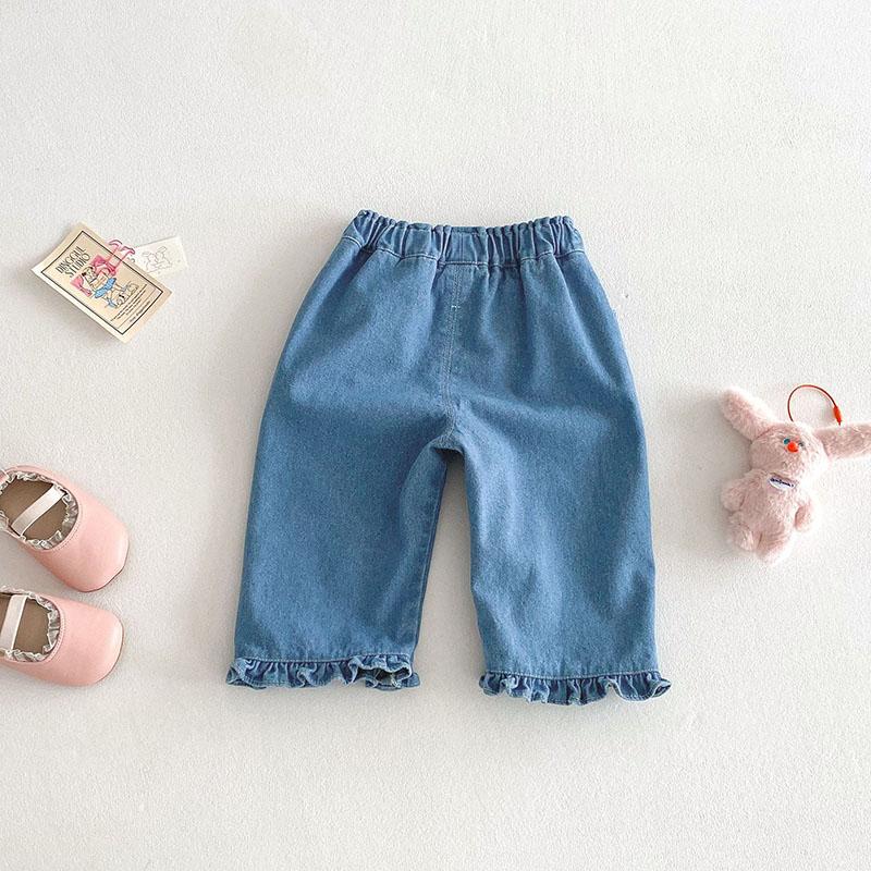 Girls' Denim Pants  Korean Style Heart Print Jeans for Kids 0-5 Years Casual Baby Pants