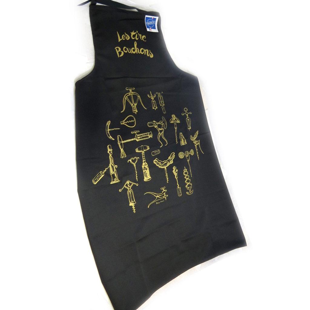 Les Trésors De Lily [L1428] - Černá designová zástěra 'Les Tire-bouchons'