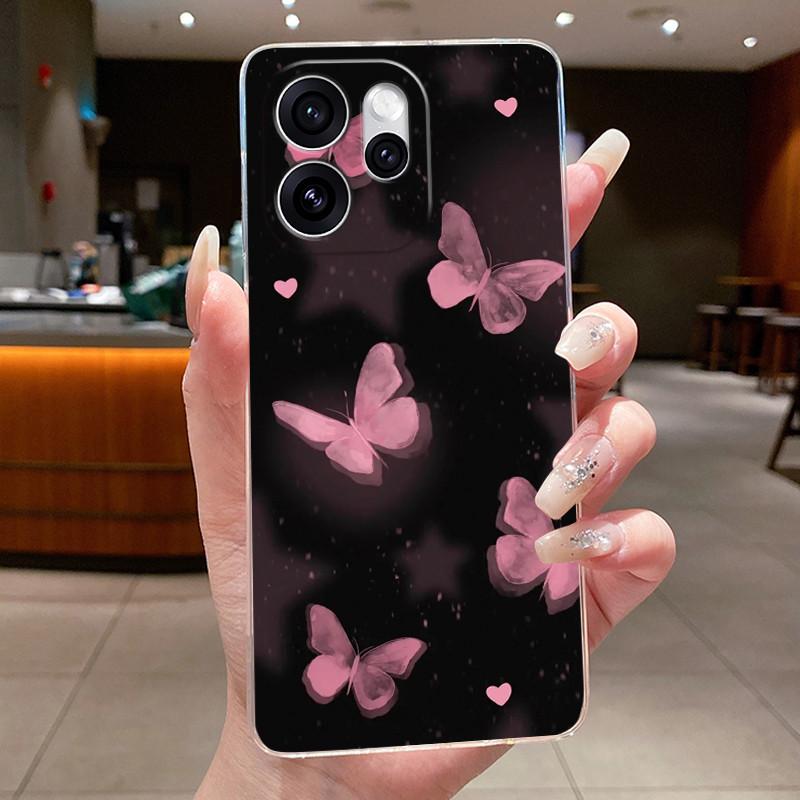 For OPPO Reno 15F 5G Case CPH2801 Clear Fashion Butterfly Flower Soft TPU Silicone Cover For OPPO Reno15 F Reno 15 FS Phone Case