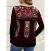 Spring Autumn Women's T-shirt Bohemian Print Long Sleeved T-shirt for Women Nation Print T-shirt Casual Pullover Plus Size Women Clothing
