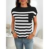 Summer New Women's Round Neck Top Thick Stitch Casual Striped Sweater