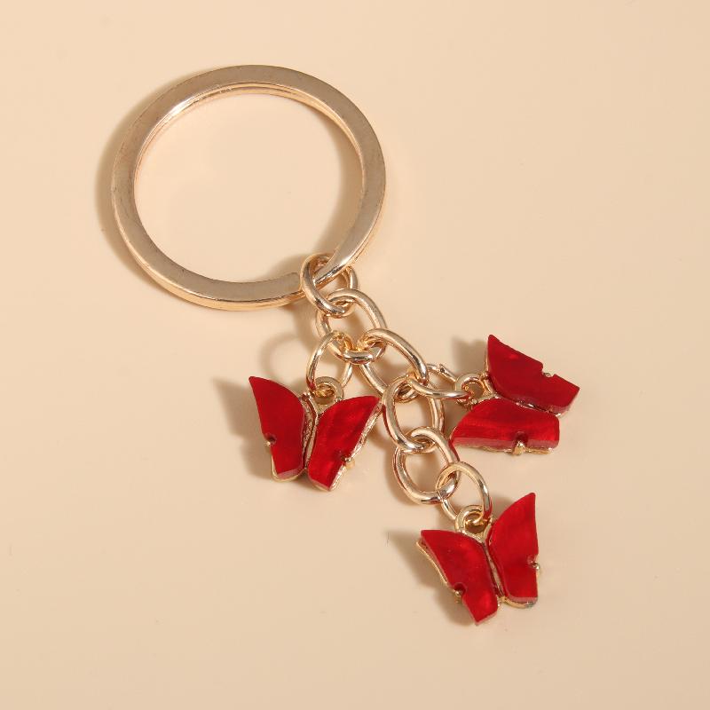 Cute Colorful Butterfly  Enamel Flying Animals Key Chains For Women Girls Accessorie Handmade Jewelry Bag Charm