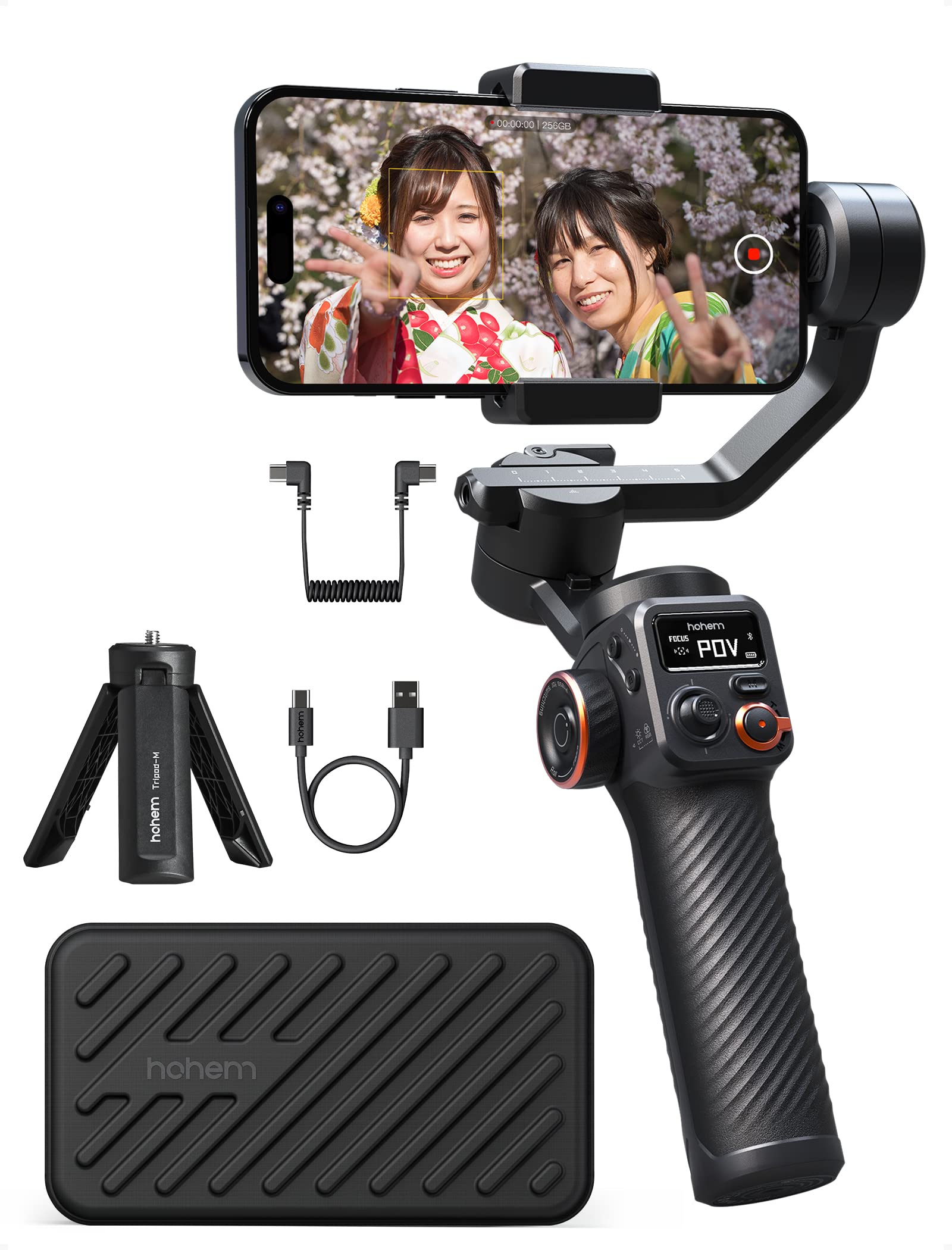 

hohem M6 hohem Smartphone Gimbal with Auto Gesture Infinite Battery 400g Weight Compatible with Android Smartphone Stabilizer Gimbal, 7.0 3-Axis чорний
