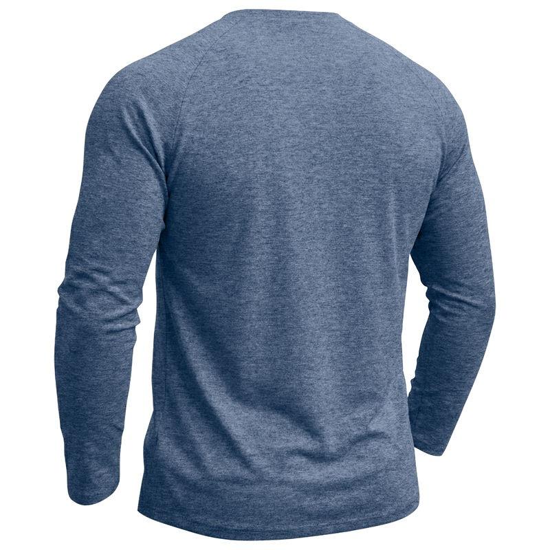 Mens Classic Style Henley Pullover Tops Raglan Long Sleeve Solid Color Daily Casual Wear Crew Neck Basic T Shirts