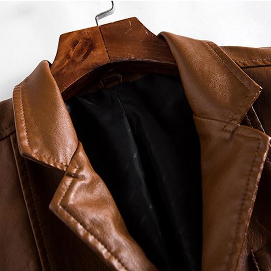 Leather Men's Korean Version Trend Slim Fitting Fashion Business Jacket Men's Jacket Autumn and Winter Motorcycle Leather Jacket Men's Clothing