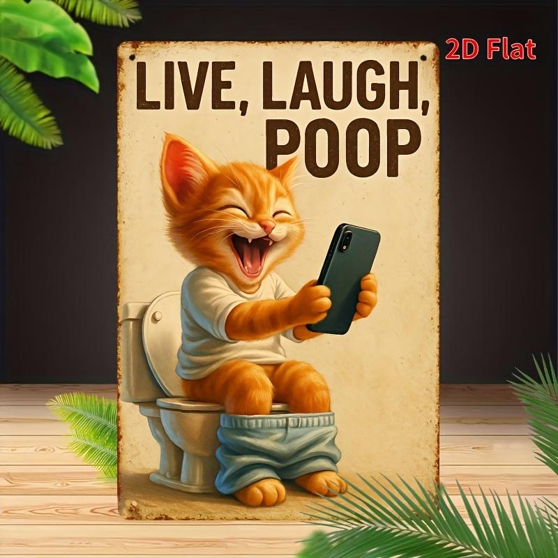 

Funny Cat on Toilet Metal Wall Art Vintage Humor Tin Sign for Bathroom Home Bar Cafe Garage Decor Gift for Cat Lovers P 20x30cm（7.8x11.8inch）