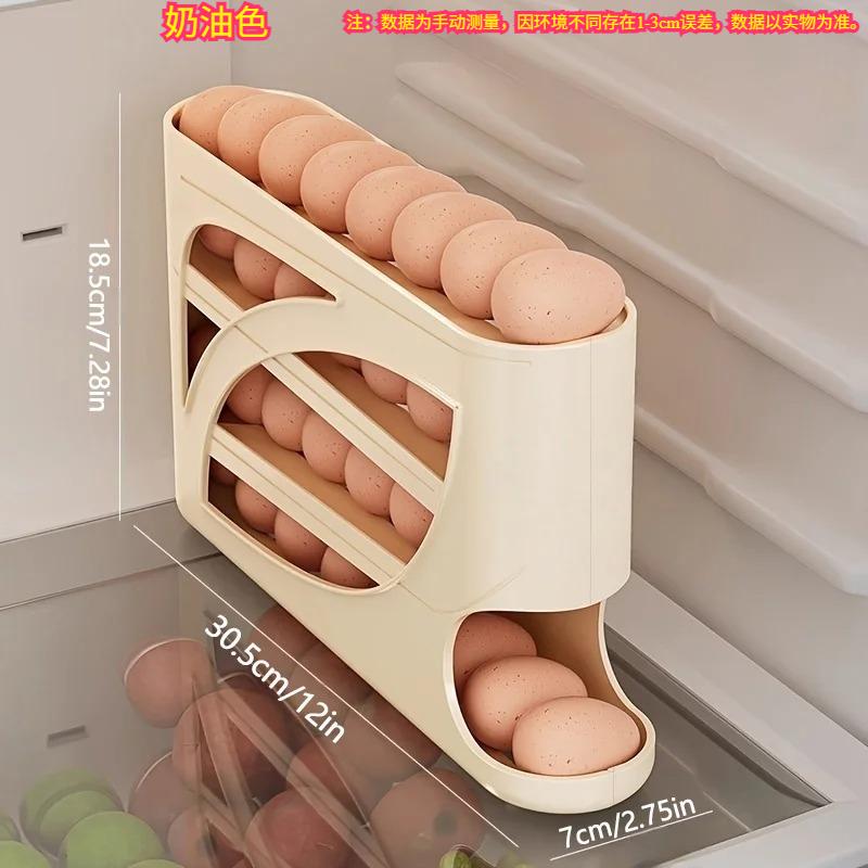 

One automatic egg filling rack for the refrigerator. It slides down automatically. Saves effort and space. Large capacity