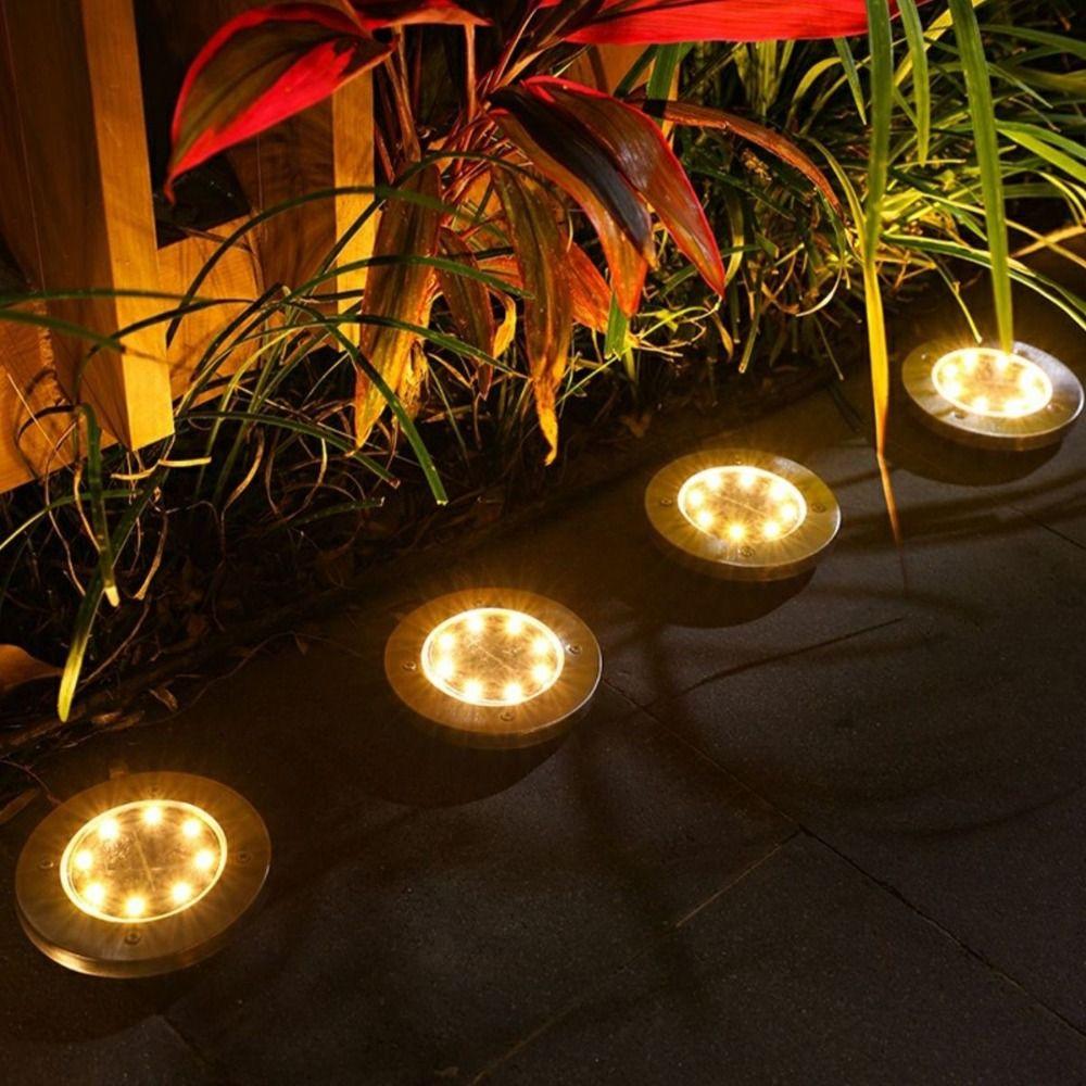 Multi-Color Solar Power Disk Light 8LED3 Buried Solar Led Lamp Landscape Lighting  Walkway Floor