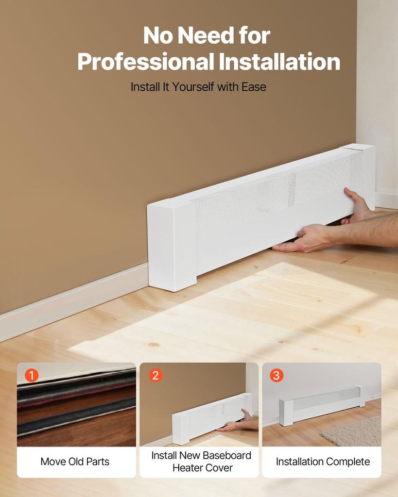 Baseboard Heater Covers, Basic Series 916 Mm Standard Electric Heating Unit Front Cover for Home Improvement, Heavy-duty Steel, Easy Installation for