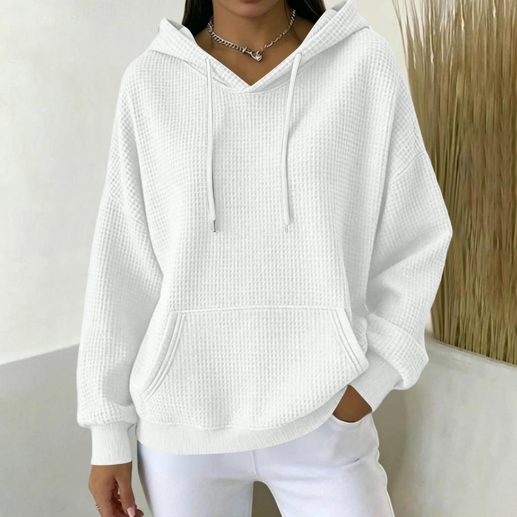 Women's Long Sleeve Hooded Pullover Sweatshirt with Pockets Color