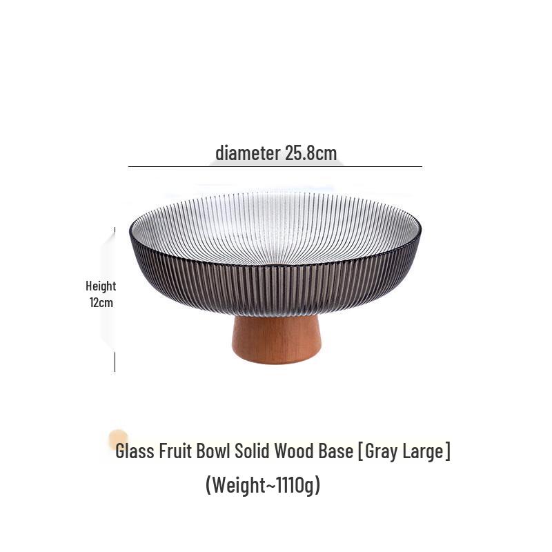 New Chinese Style Glass Fruit Plate with Solid Wood Stand