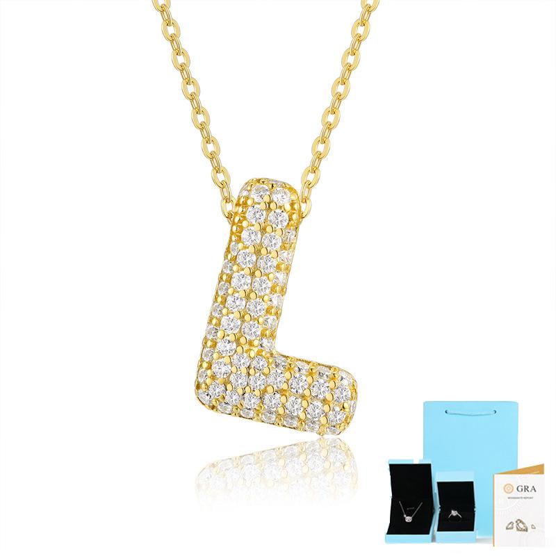 Letter Pendant Necklace 925 Silver Plated 18K Gold Collarbone Chain Fashionable Versatile Moissanite Chain