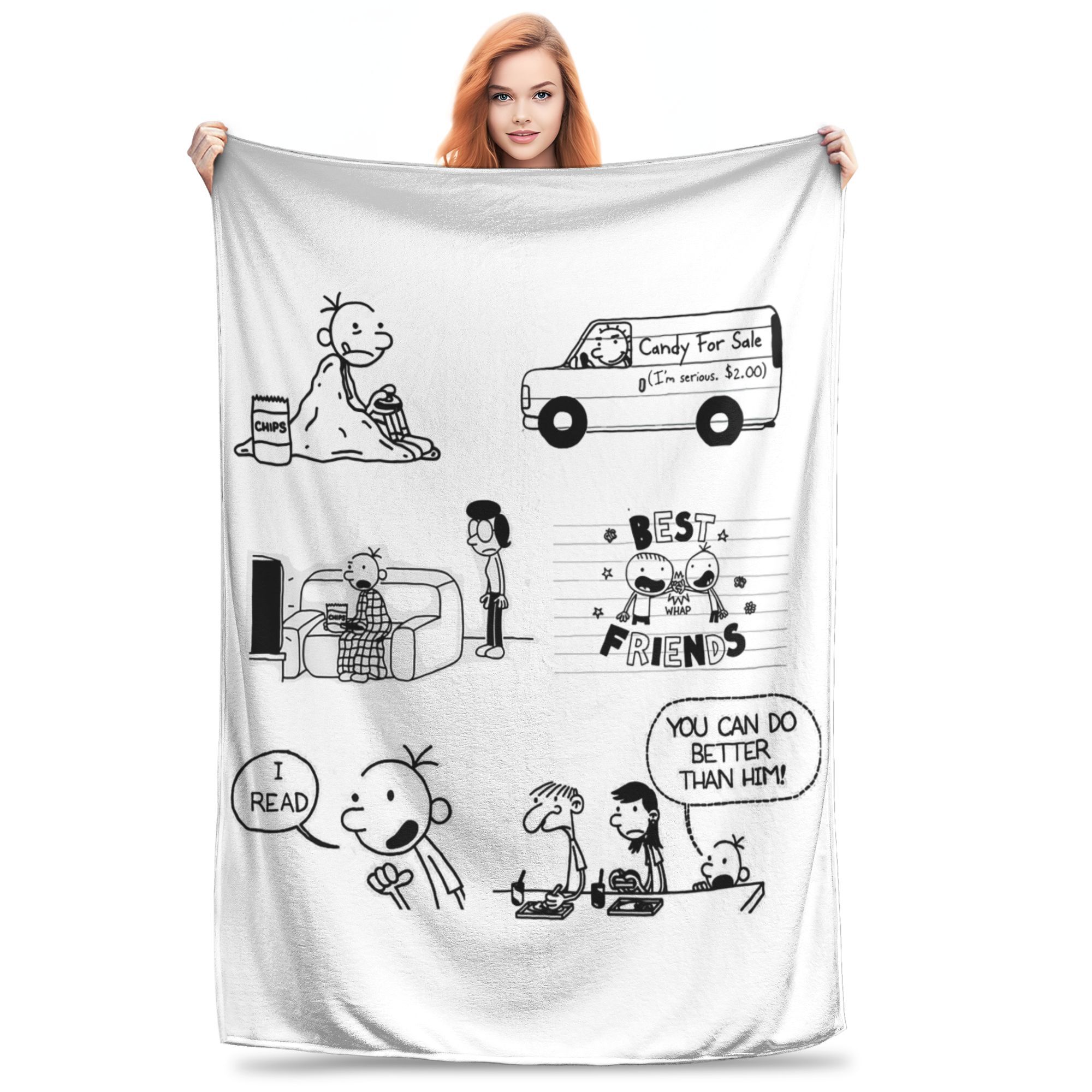 Exquisite Fashion Items Unisex Wimpy Kid Blanket Soft Warm Flannel Throw Blanket Plush For Bed Living Room Picnic Travel Home Sofa