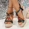 Fashion Woman Wedge Sandals Summer Braided Band Platform Gladiator Sandals Woman Thick Bottom Beach Shoes 2025 New Luxury Woman Shoes
