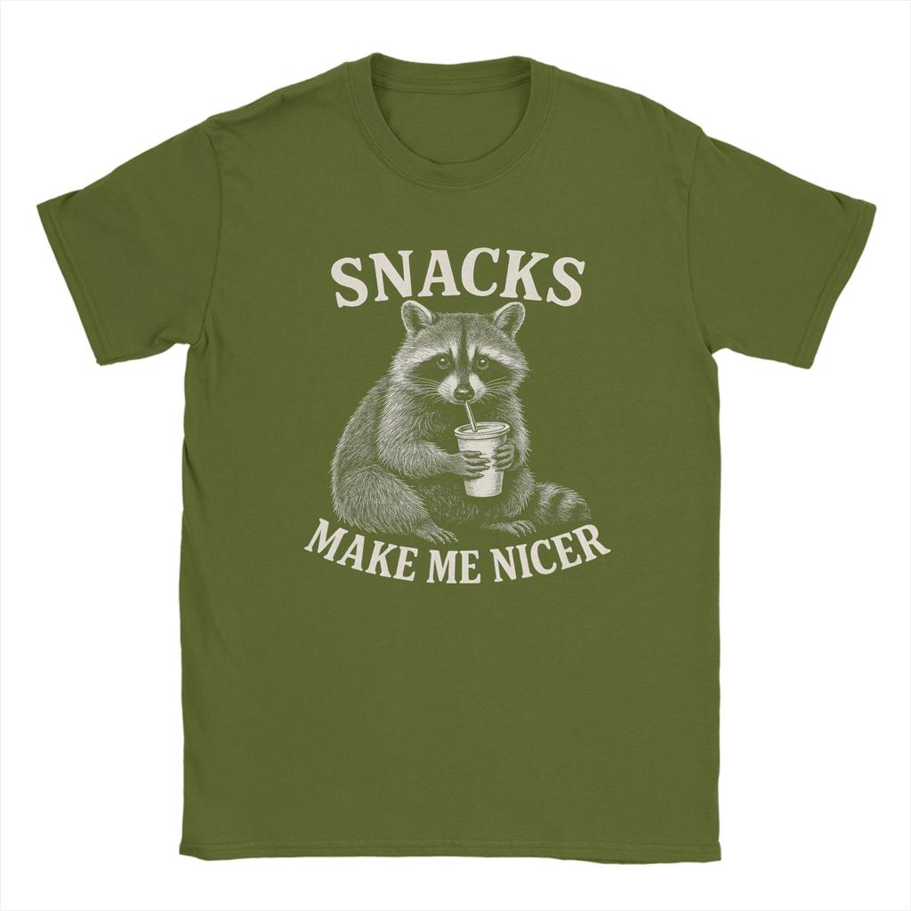 Snacks Make Me Nicer Raccoon Animal Sarcastic Saying Raccoon T Shirt Summer  Cotton TShirts For Unisex Hip Hop Design Tshirt