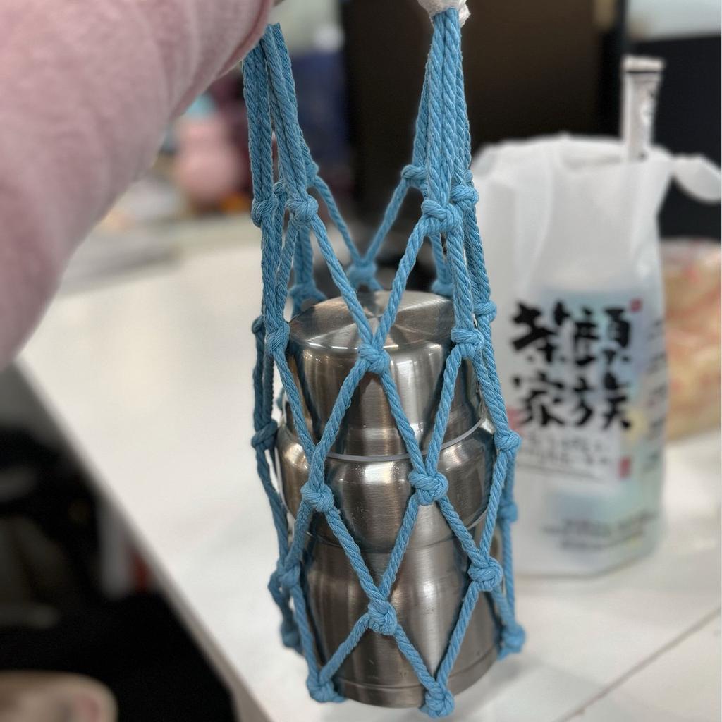 Portable Macrame Water Bottle Holder Hand Woven Cotton Rope Boho Cup Carrier for Coffee & Iced Drinks Outdoor Camping Supplies