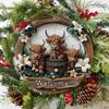 Metal Wall Art Highland Cow Lily Design UV Resistant Aluminum