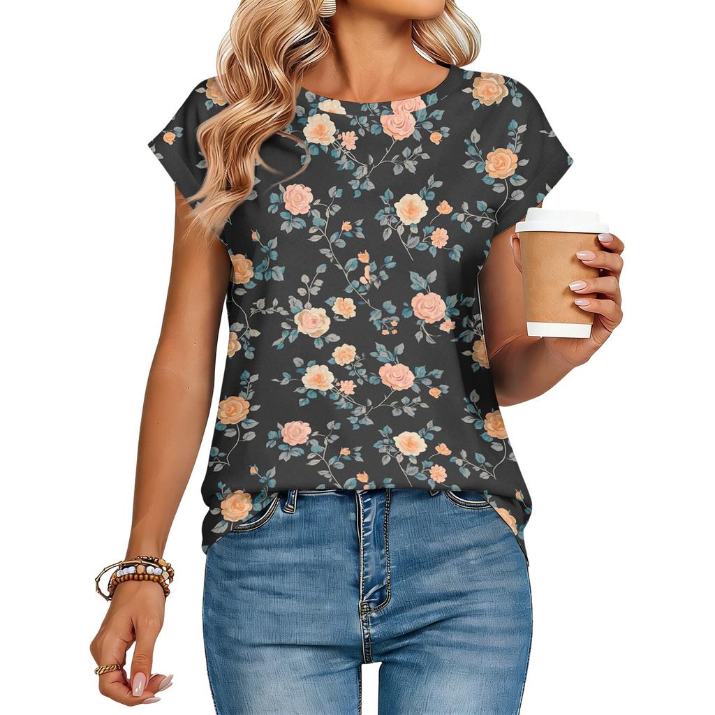 Women's Loose-Fit Fashionable Casual Retro Print T-Shirt