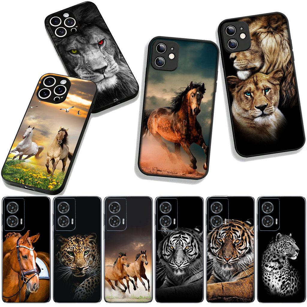 for Motorola Moto G54 G05 G24 G45 G55 G75 G85 G15 G57 G86 Power Edge 50 30 Fusion neo Pro Case Tiger Lion Art Leopard Horse