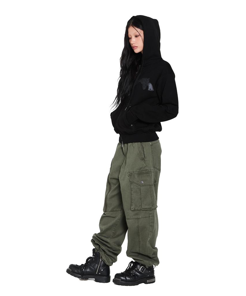 AAKAM Oblique Zippered Cargo Pants (Khaki)