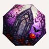 Gothic Moonlit Cemetery Stained Window Art PrintUmbrella, Portable 3-Fold Compact Umbrella,Christmas Gift ES453