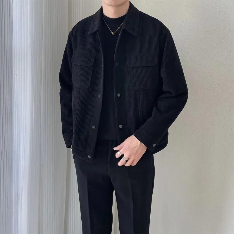 Corduroy Jacket Men's Spring Autumn Korean Trendy Handsome Work Clothes Lapel Short Loose