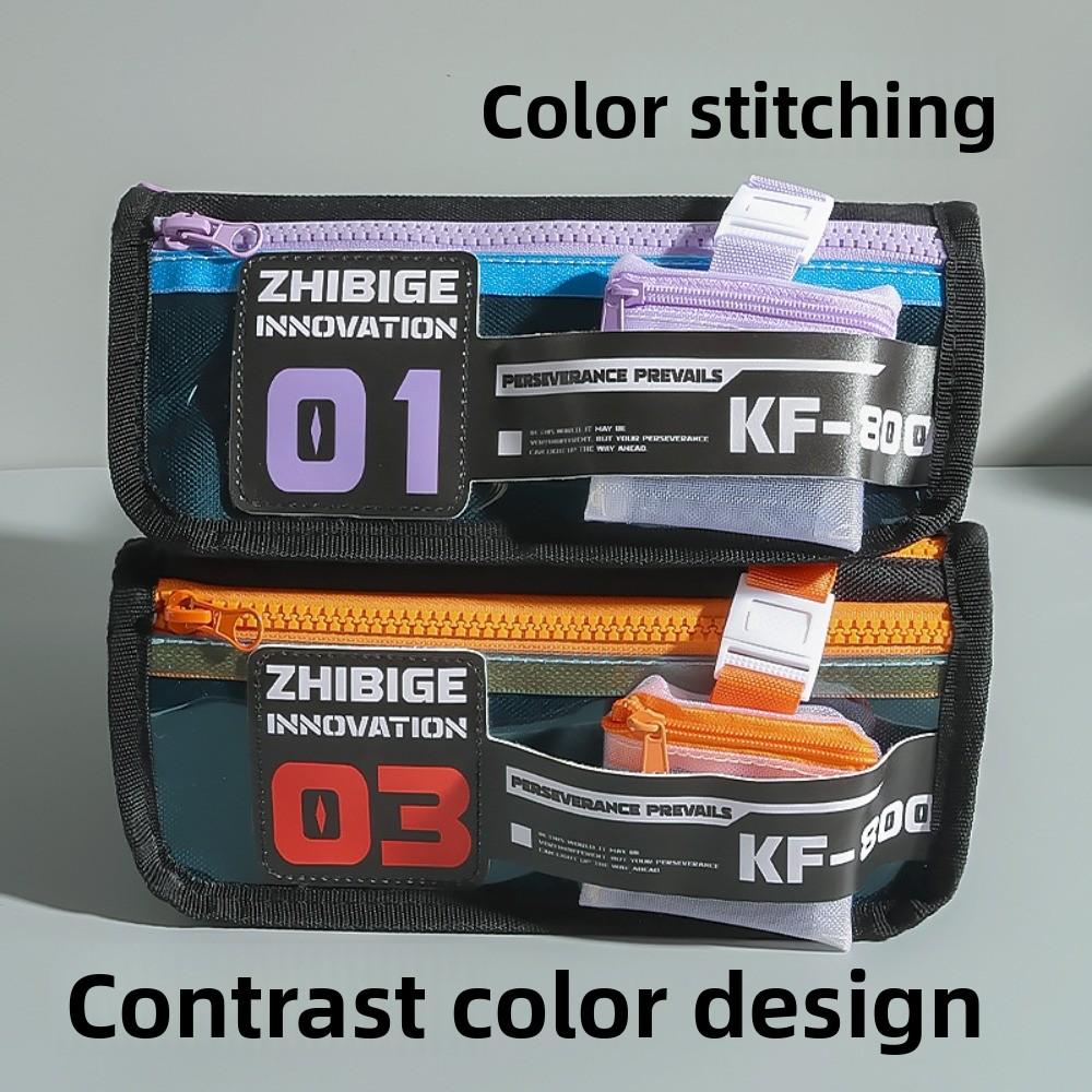 Canvas Letters Stationery Bag Double-layer Pencil Pouch Ins Fashion Racing Car Pen Bag Boys Men