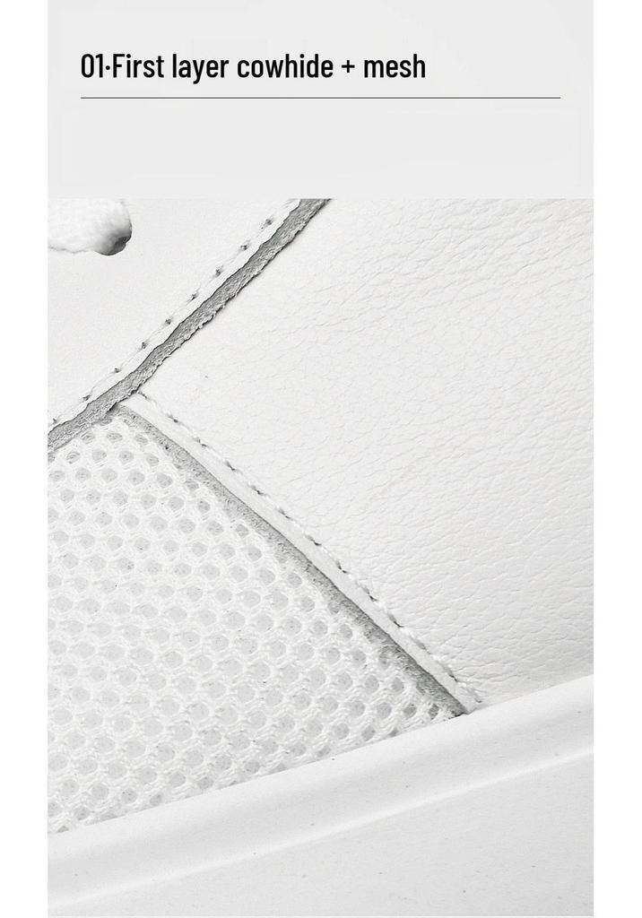 Men's Trendy Summer White Mesh Cowhide Sneakers