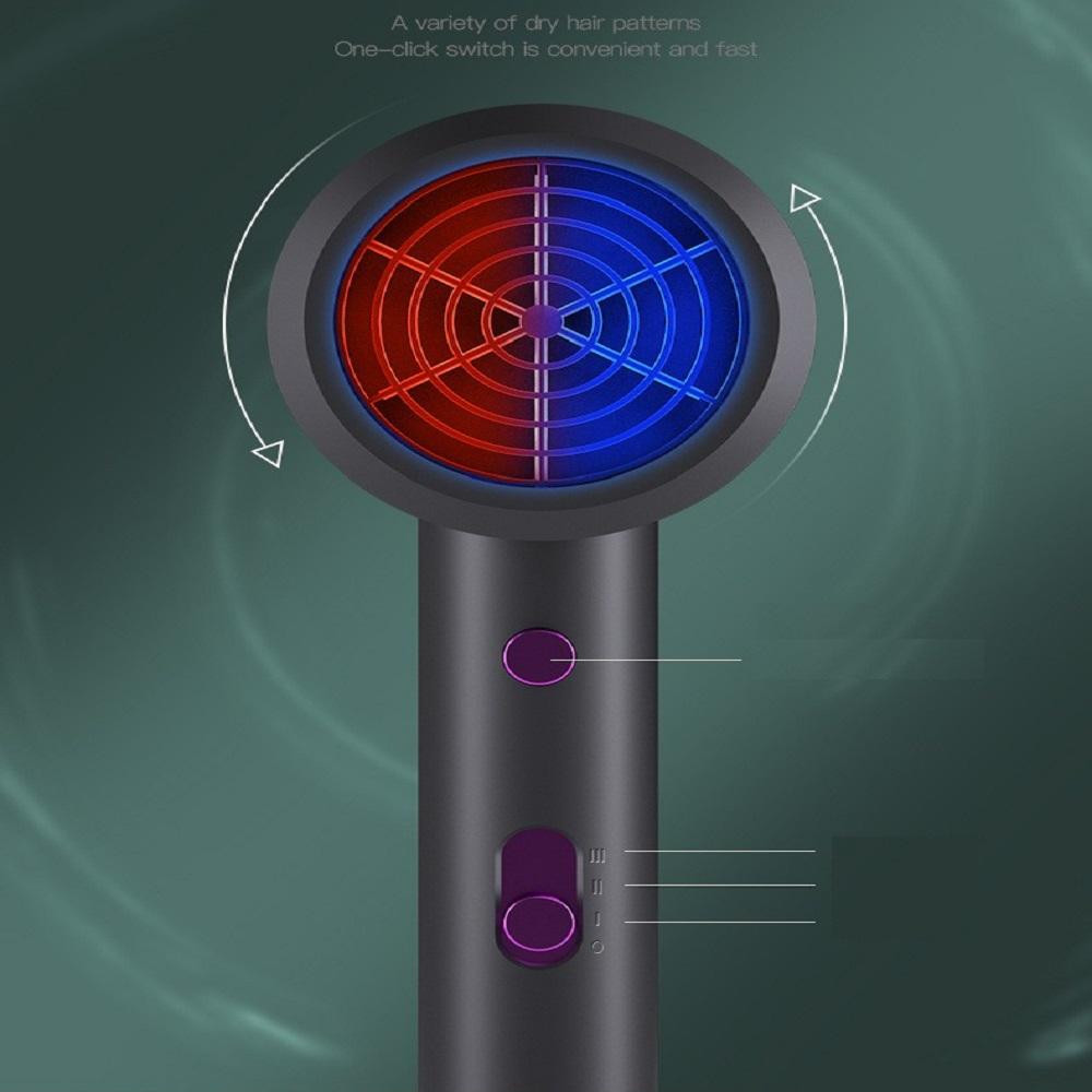 Hair Dryer Negative Ionic Blow Dryer Fast Drying High Speed Low Noise Hairdryer for Home Travel Gray