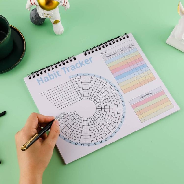 Daily Goal and Habits Trackers with Binding and Custom Layouts Colorful Habits Trackers Calendar for Daily Goal Setting