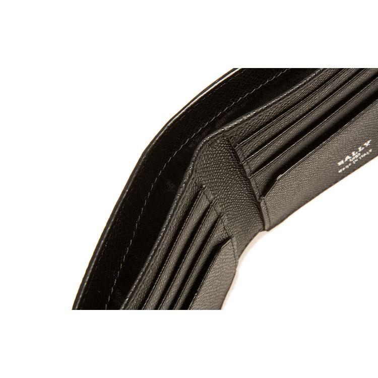 Bally Short Stripe Three-In-One Double Fold Leather Wallet Men Wallet Black 6240266