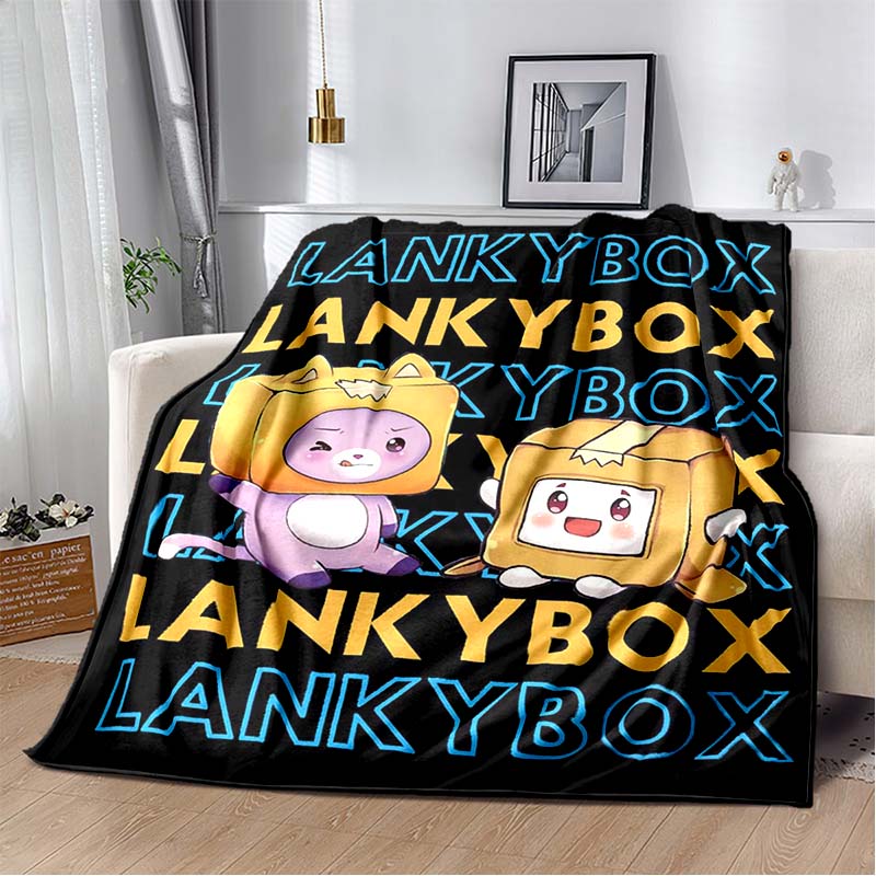 Happy Rocky And Foxy i Boxy Lankybox miękki pluszowy koc, flanelowy koc rzut koc do salonu sypialnia kanapa z funkcją spania piknik