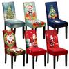 Festive Christmas Chair Cover Full Protection Stylish Cartoon Printed Dining Chair Set