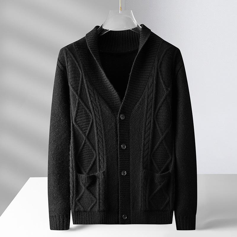 Autumn and Winter New Green Fruit Neck Knitted Sweater Men's Youth Fashion Warm Sweater