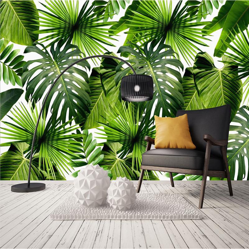 

odern Fresh Rain Forest Murals Plants Banana Leaves Pastoral Murals Living Room Bedroom 3D Landscape Wallpaper Home Decor 200 cm(W) x 140 cm(H)