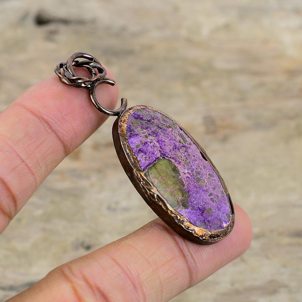 Purpurite Pendant Electroformed Copper Pendant Handmade Pendant Electroformed Jewelry Natural Gemstone Pendant Gift For Women Copper Jewelry